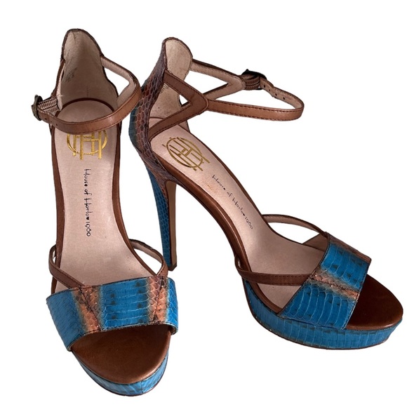 HOUSE OF HARLOW NANCIE BLUE STILETTO SANDALS - Picture 1 of 12